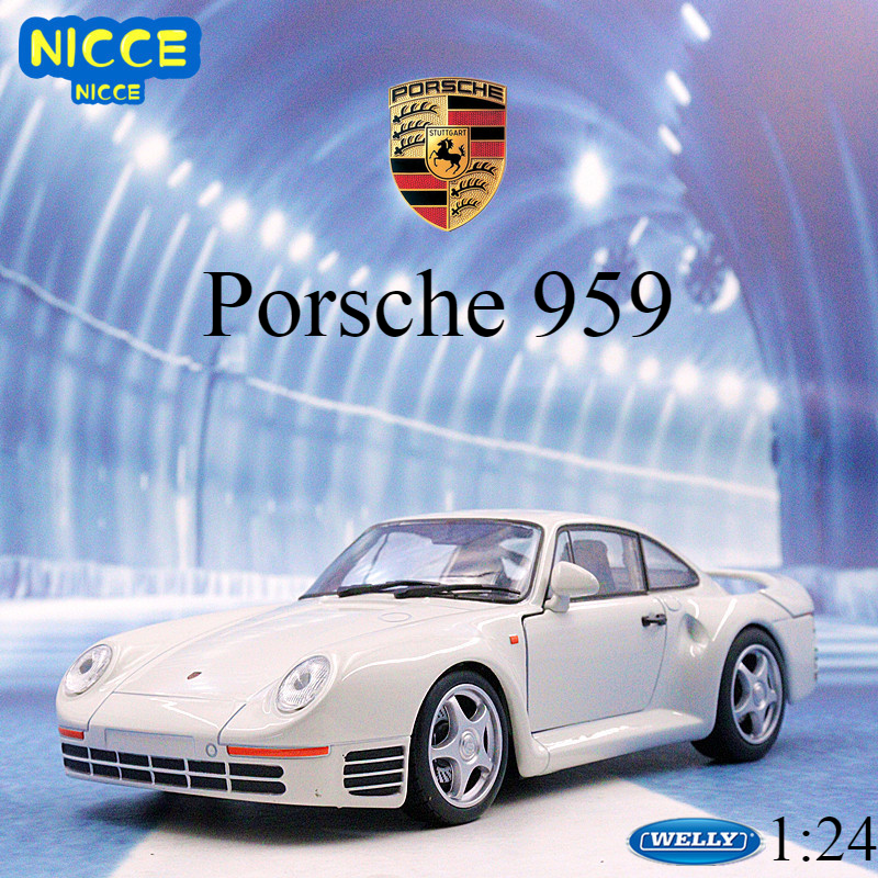 Welly 1:24 Scale Porsche 959 클래식 스포츠 금속 자동차 시뮬레이터 자동차 다이 캐스트 모델 합금 레이스 장난감 자동차 소년 선물 컬렉션